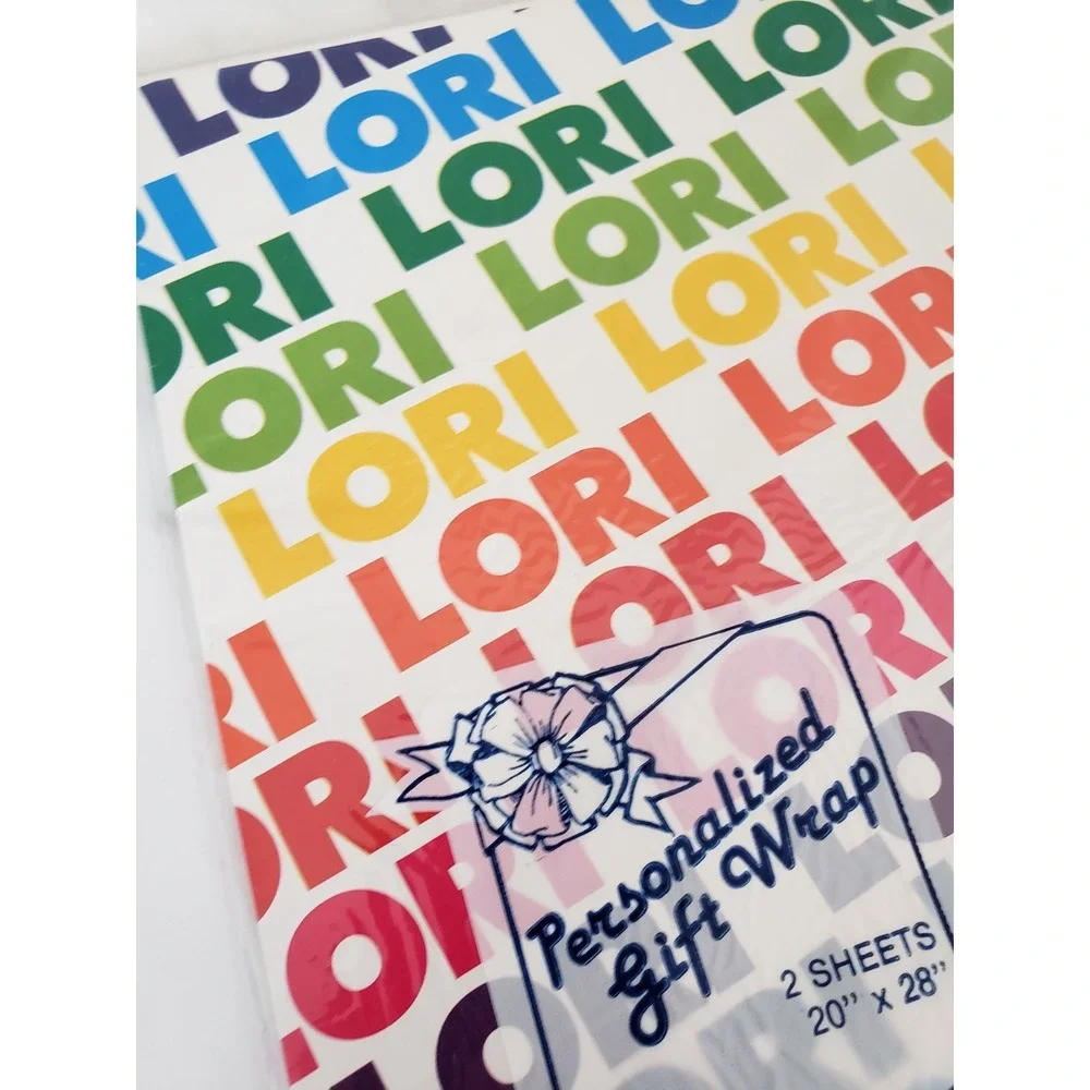 LORI Vintage Stravina Personalized Gift Wrap Wrapping‎ Paper Name RAINBOW gift